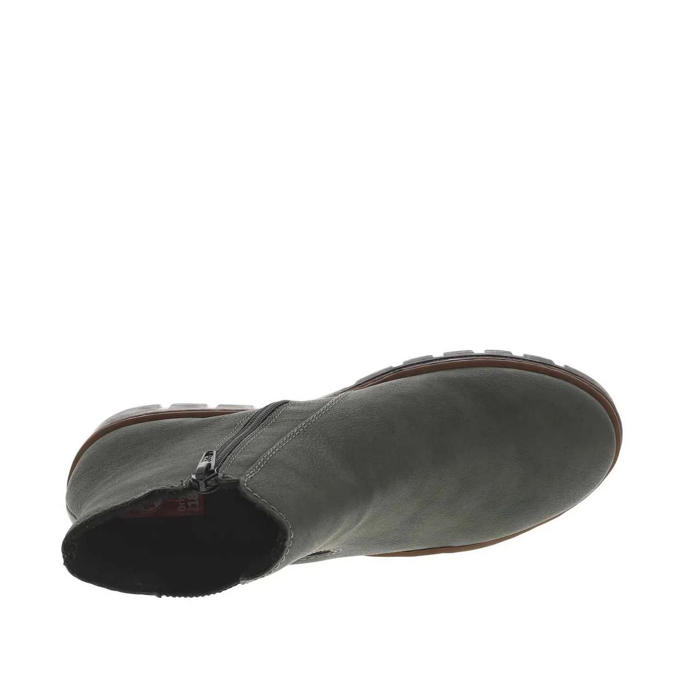 Boots à bout rond en cuir nubuck kaki, semi-compensée et à soufflet élastiqué